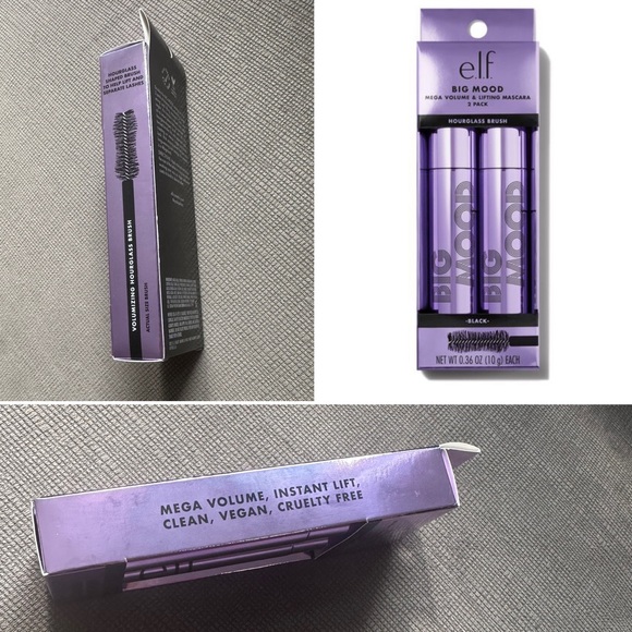 NEW ELF Big Mood Mascara Bundle (2 Full Size) in Black e.l.f. 2 Pack Lift Volume - Picture 12 of 15